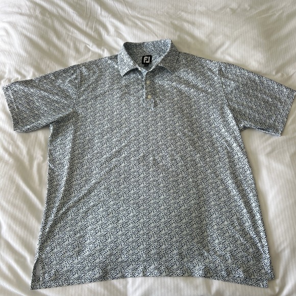Fjallraven Other - FootJoy FJ Golf Polo Shirt Blue White Abstract‎ Print Performance XL Stretch